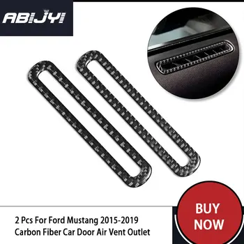 

2pcs Real Carbon Fiber Interior Air Conditioner Door Vent Outlet Trim Cover Stickers For Ford Mustang 2015-2019 Car Accessories