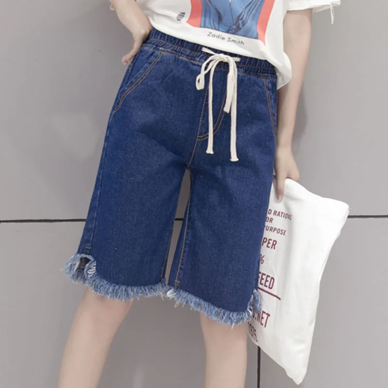 Womens Straight Jean Shorts Fashion Streetwear Loose High Waist Casual Vintage Washed Blue Plus Size Denim Shorts