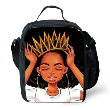 

Lunch Bags For Kid Black Queen African Girls Lunchbag With Shoulder Strap Children Insulated Lunch Box Kids Bag Fresh Storage