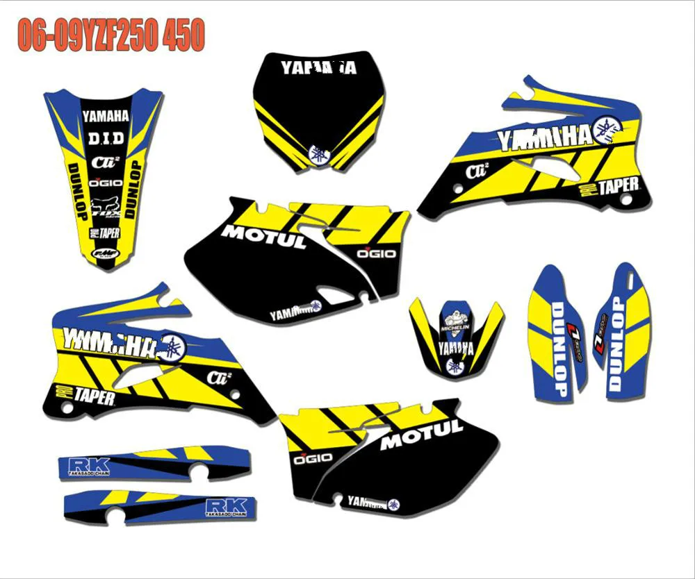 Команда графика фоны наклейки Наборы подходит для Yamaha YZ 250F YZ 450F 2006 2007 2008 2009 YZ F250 450 YZ 250F 450F