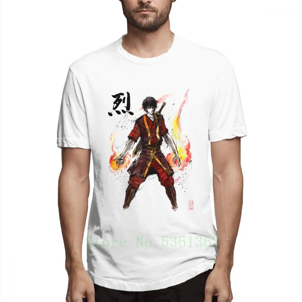 Аватар: последняя футболка Airbender Мужская качественная Zuko из Аватара с Sumi Ink и Watercolo