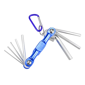

uxcell Hex Key Set, 8 in 1 Folding Combination Wrench for Repair Tool Blue (Large)