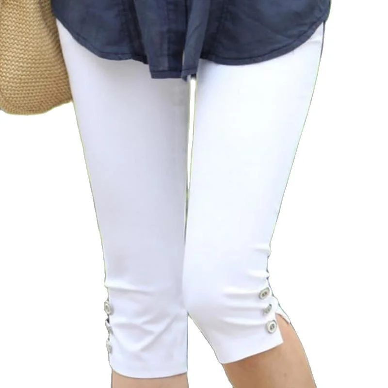 Pantalones estilo de verano de Color caramelo pantalones de tipo pirata para mujeres de verano delgada pantalones alta cintura elástica de talla grande Pantalones