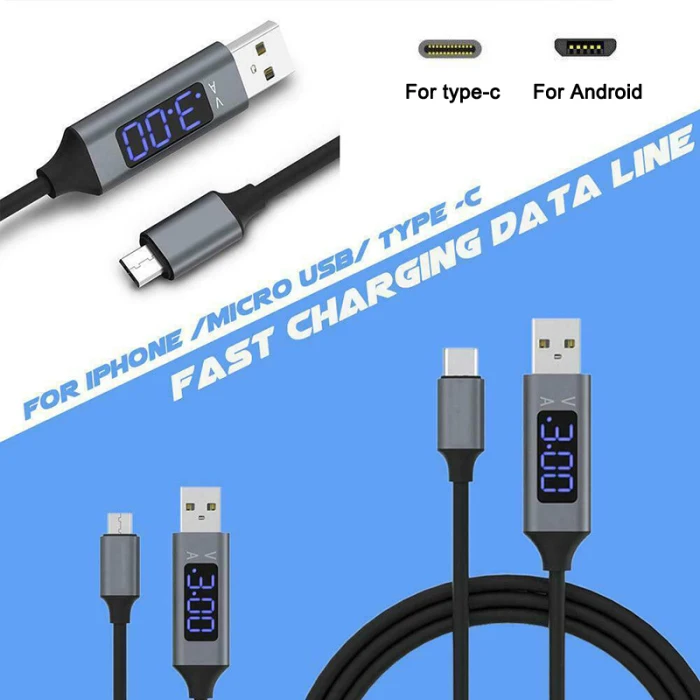 3 А светодиодный кабель для быстрой зарядки, совместимый с Android iPhone type-C FKU66