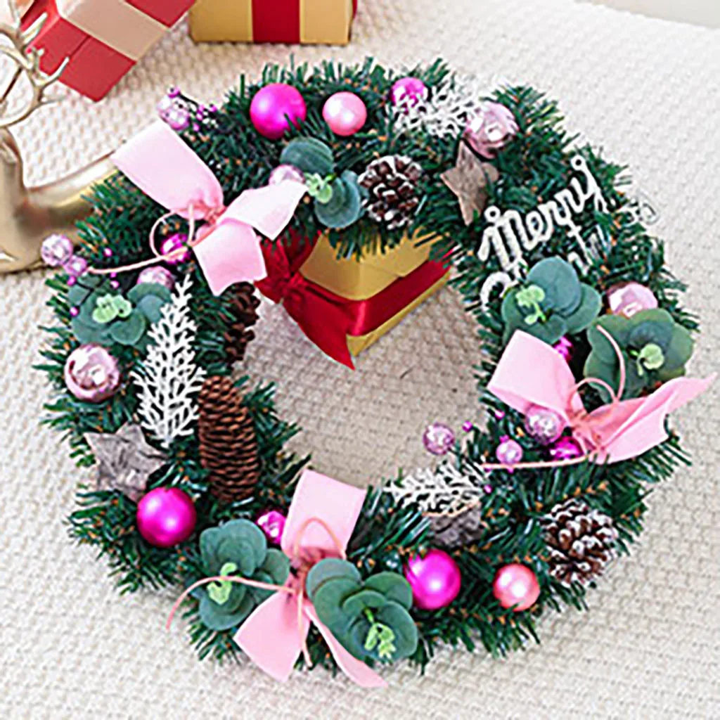 Рождественский венок, висящий на двери искусственный растительный ротанговый круг, украшение на стену, искусственный цветок, висящий венок для дома