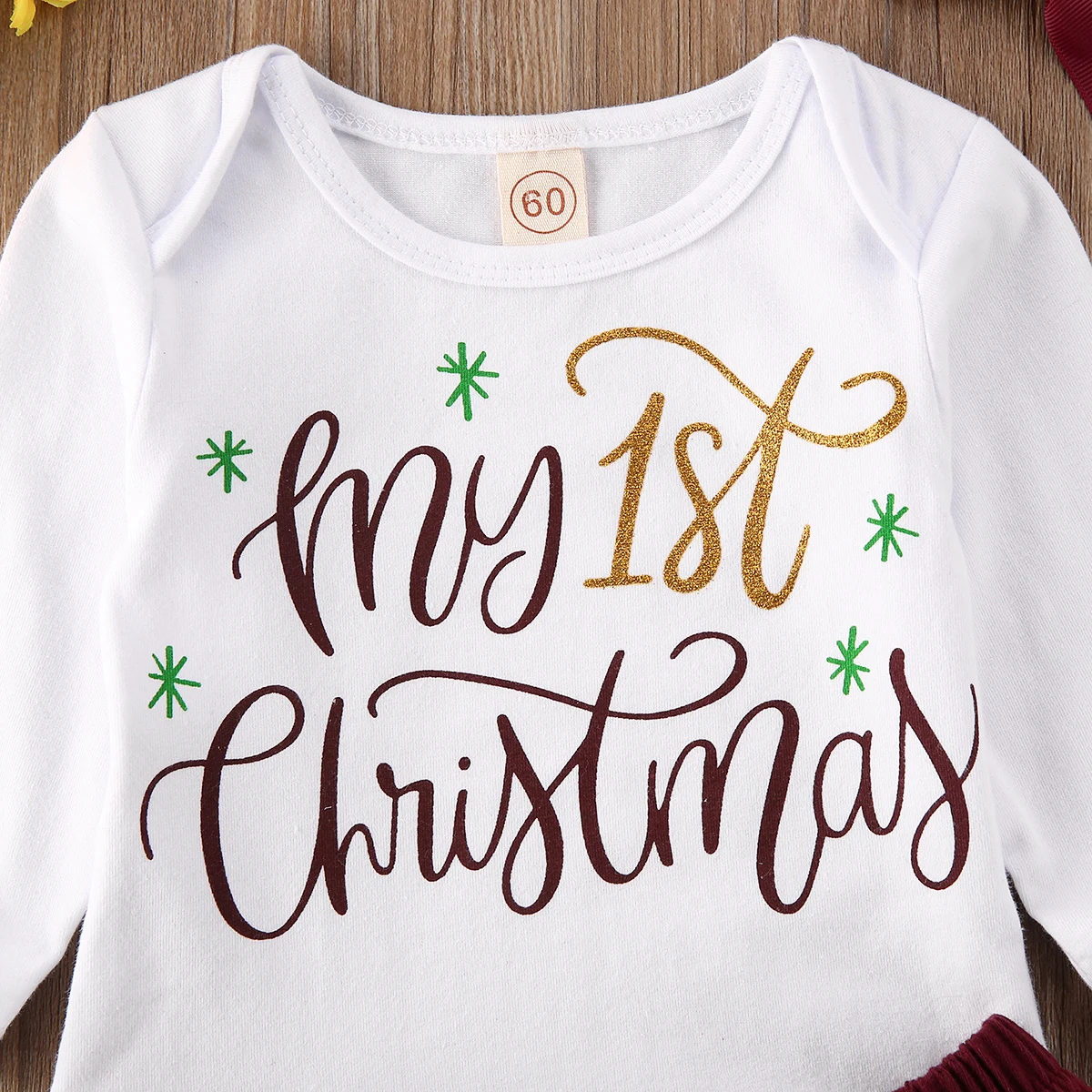 My 1st Christmas Newborn Baby Girl Long Sleeve Cotton Bodysuit Tops Tutu Skirt Headband 3PCS Holiday Party Clothes Set