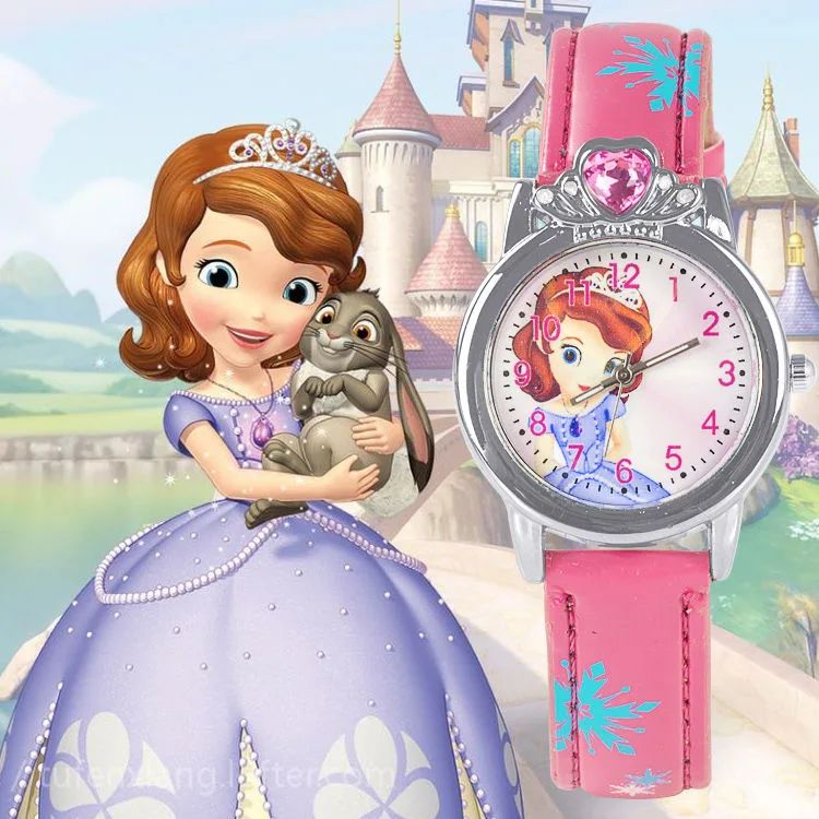New Style Princess Elsa Child Watches Cartoon Anna Crystal Princess Kids Watch For Girls Student Children Clock Wrist Watches afbeelding