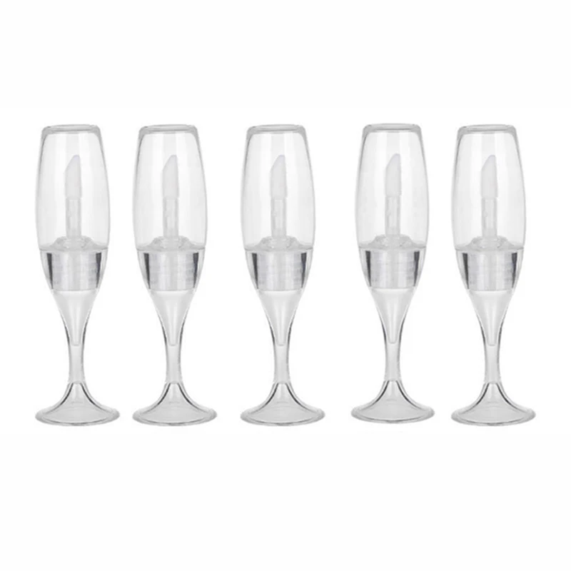 

5pcs 8ml Empty Lip Gloss Tube Wine Shaped Lip Balm Bottle Container Make Organizer Empty Cosmetic Container Tool Clear/Red