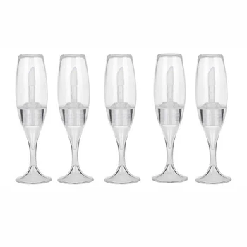 

5pcs 8ml Empty Lip Gloss Tube Wine Shaped Lip Balm Bottle Container Make Organizer Empty Cosmetic Container Tool Clear/Red
