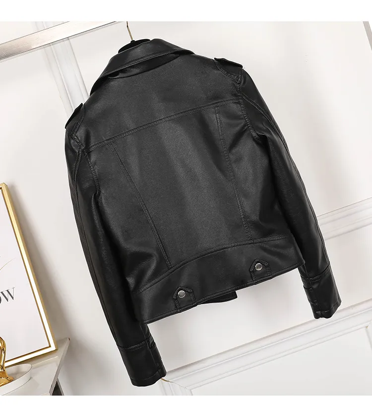 Aelegantmis Fashion Slim Women Faux Leather Jacket Casual Biker Motorcycle Jackets Female Punk Streetwear Spring Autumn Coat