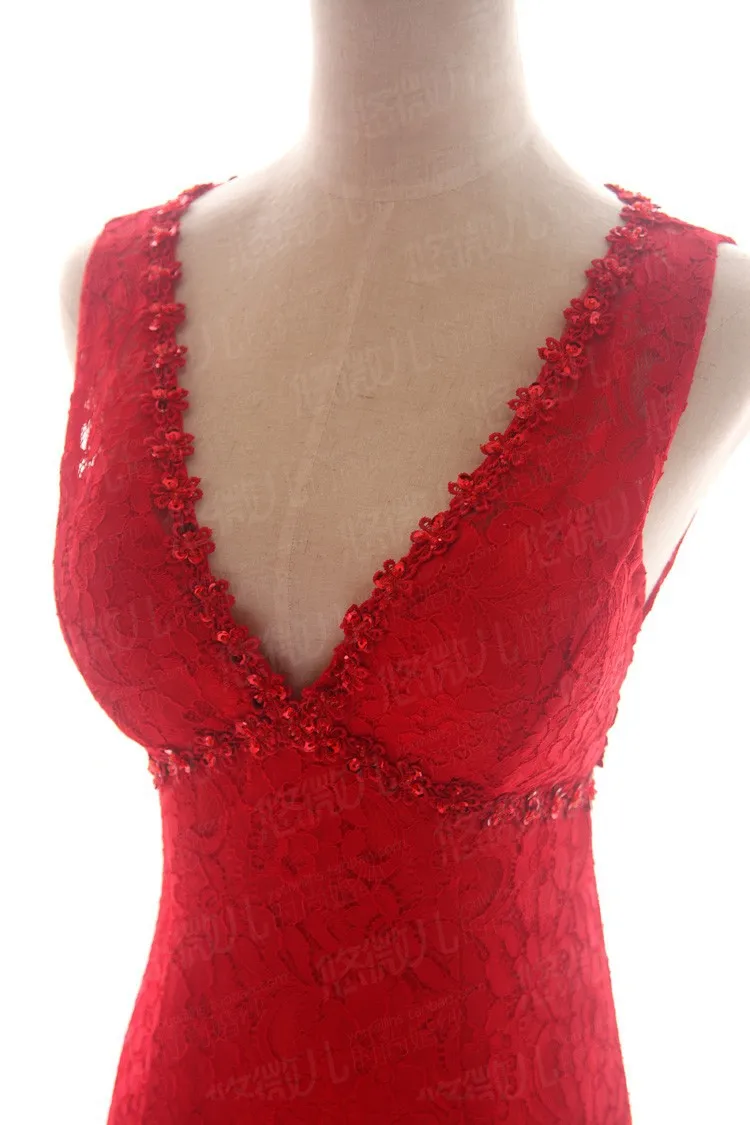 На заказ, v-образный вырез, Русалка, новинка, сексуальное, открытая спина,, vestido de festa, Красное Кружевное длинное платье на выпускной, платья подружек невесты