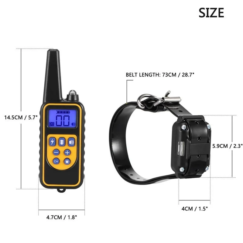 

Dog Training Collar 800 Yards Medium Large Rechargeable Waterproof Electronic Training System Support Dogs Shock Bark Stop