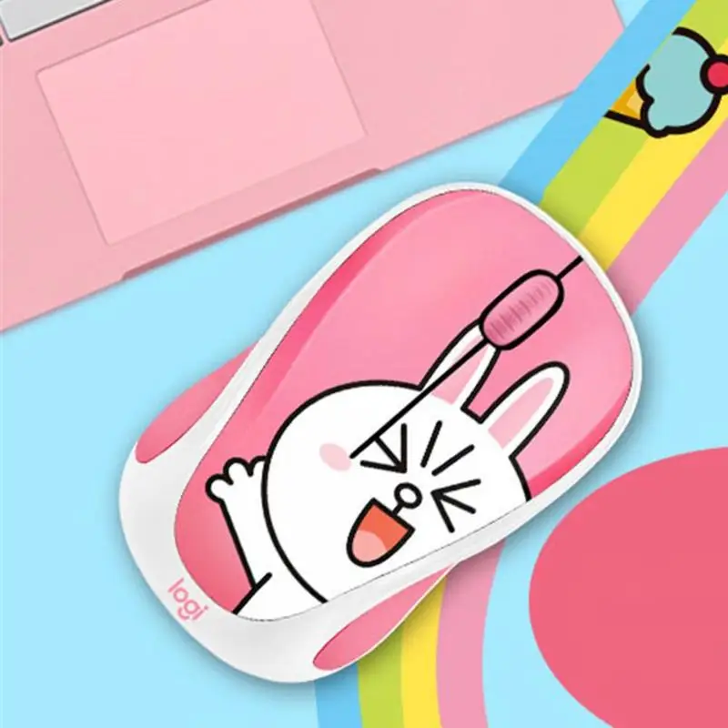 Logitech Милая мультяшная розовая беспроводная мышь USB оптическая компьютерная мини