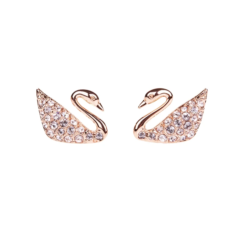 Swarovski знаковые Лебедь Серьги 5193949/5144289/5447083/5447089/5457182/5489533/5382367 - Окраска металла: Rose gold5144289