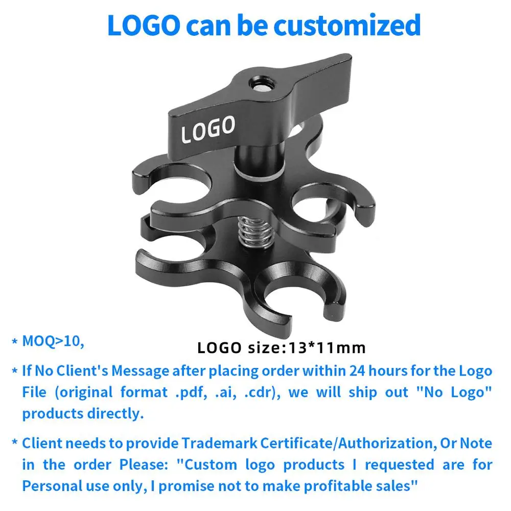 Black Customizable Алюминиевый фонарик для дайвинга с шариковым зажимом-бабочкой для GoPro Hero 7 6 5 для Xiaom Yi 4k Sjcam аксессуары для экшн-камеры - Цвет: Black Customizable