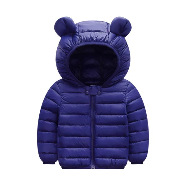 Navy blue Теплые куртки для девочек на осень и зиму, куртки для мальчиков, куртки для маленьких девочек, детская верхняя одежда с капюшоном, пальто, детская одежда - Цвет: Navy blue