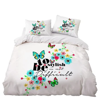 

Butterfly Flower Bedding Set Bedroom Decor White Bedspread Microfiber Hypoallergenic Zipper 1PC Duvet Cover Pillowcase