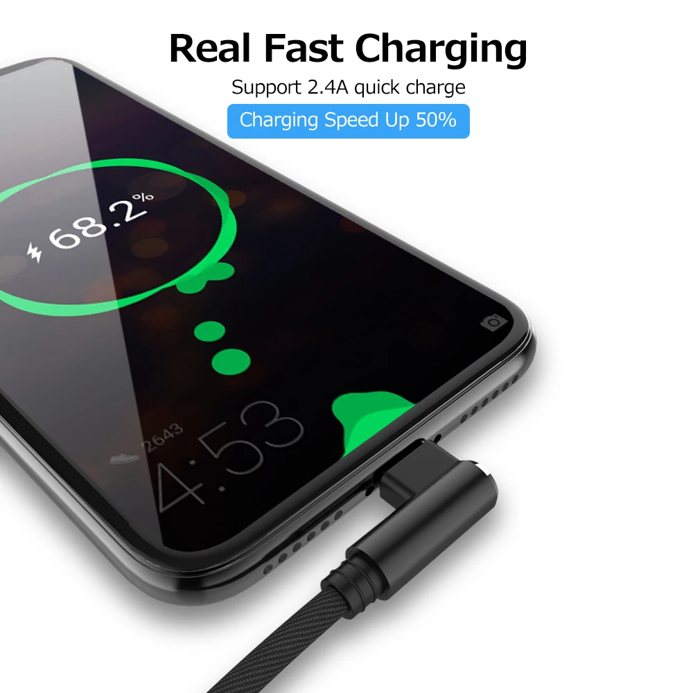 Кабель USB Type C двойной локоть кабель для быстрой зарядки и передачи данных Samsung S8 S9