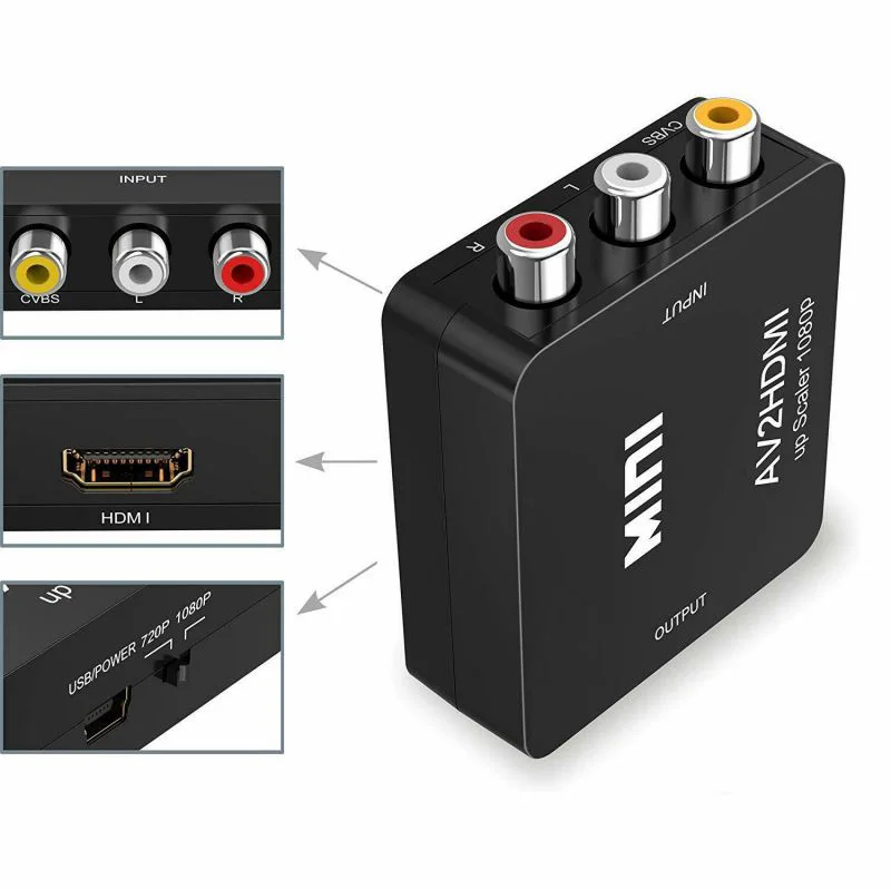 AV в HDMI преобразует Аналоговый композитный вход 1080p (60 Гц) выход белый RCA конвертер
