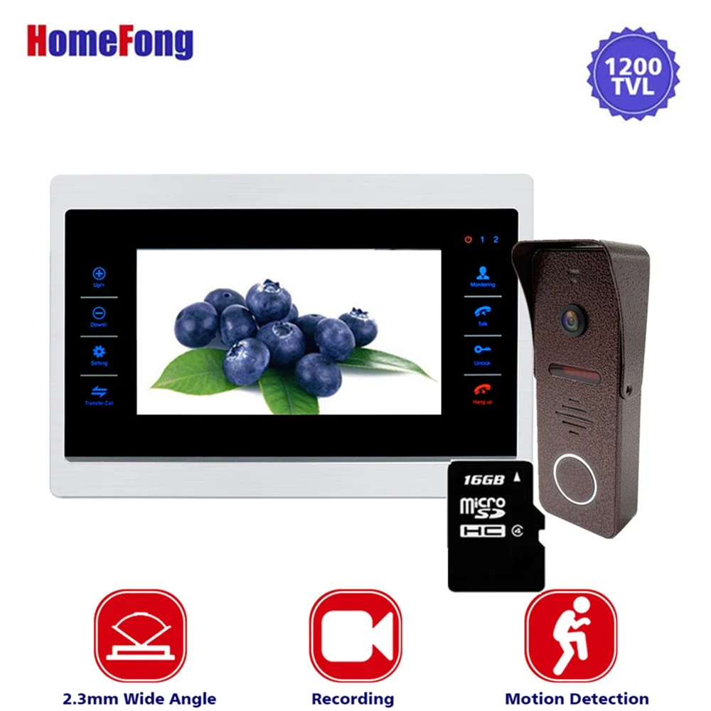 

Homefong 10 Inch Video Intercom Door Phone Intercom System Metal Monitor and Doorbell Wide Angle 130 Degree Record