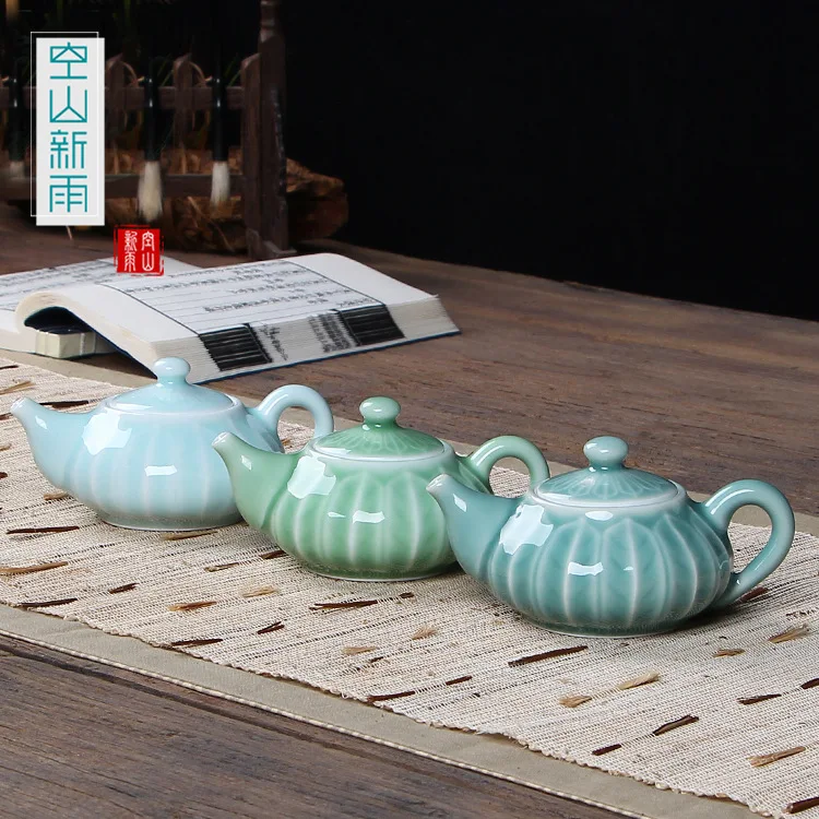

Empty Mountain Xinyu Longquan Celadon Raw Ore Glaze Lotus Tea Pot Kung Fu Tea Set Accessories Ceramic Teapot Customizable