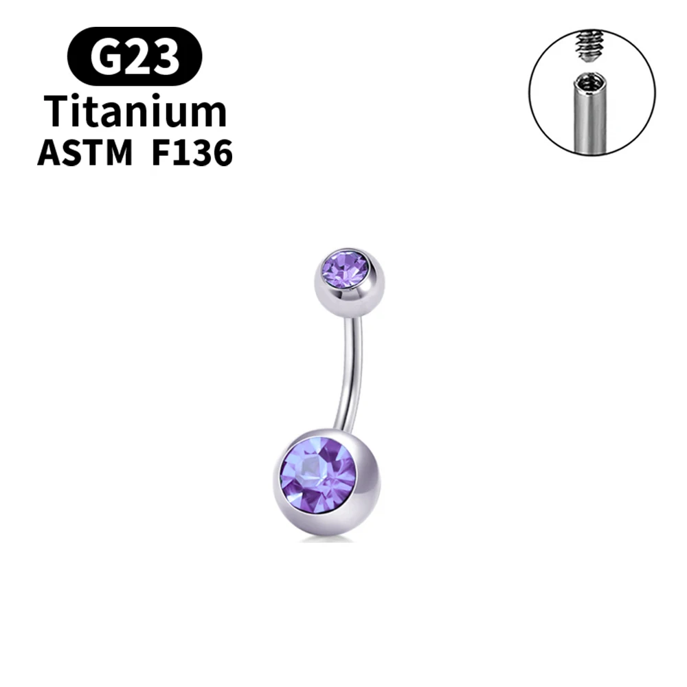 Trendy 14G Innengewinde Frauen Sexy Bauchnabel Ring G23 Ti6AL4VELI Nabel Piercing Kommt Mit Coloful Zirkon Opal – Detail 11