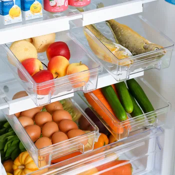 

Refrigerator Drawer Storage Box Kitchen Hanging Egg Storage Sorting Racks Automatic Roll Egg Preservation Box Organizer