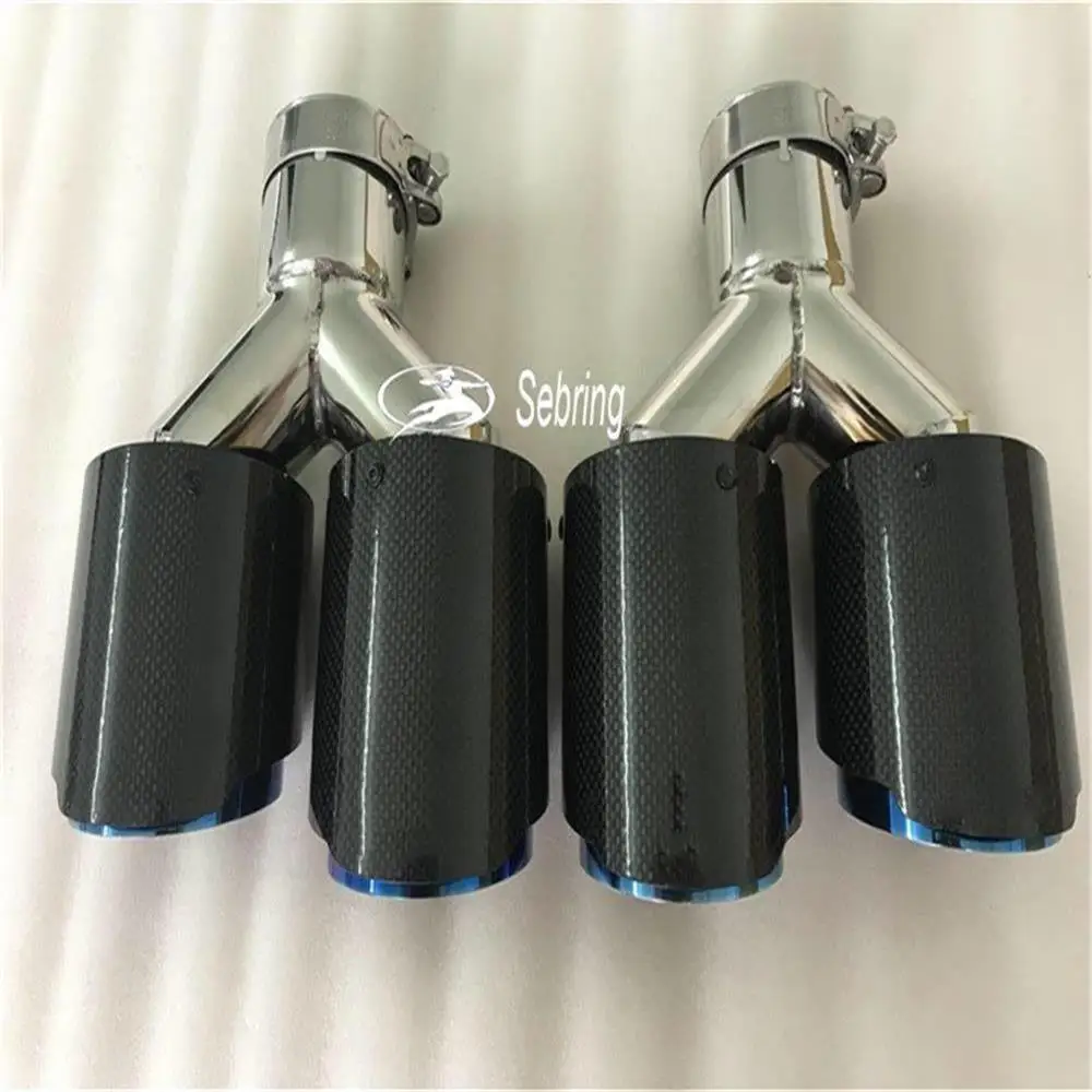 

2PCS left and right Car Modification Universal Dual blue Automobile exhaust pipe Muffler tip for 3 Series