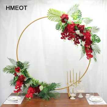 

Custom wedding arch decorative flower string DIY Phalaenopsis turtle leaf rose peony table flower wreath flower arrangement