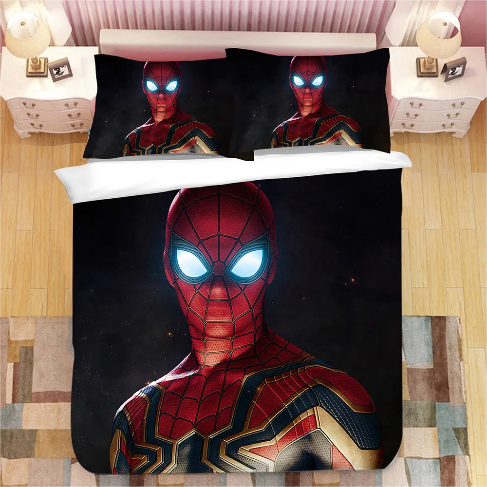 Студенческие кровати для общежития Мультфильм Человек-паук постельное белье Комплект для мальчиков и девочек Мстители пододеяльник набор кровать для принцессы белье Бэтмен постельное белье