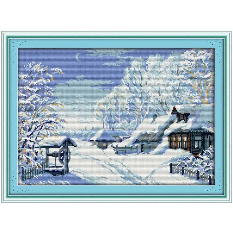 

The middle of winter painting counted DMC 11CT 14CT DIY kit Chinese wholesale Cross Stitch embroidery needlework Sets home decor