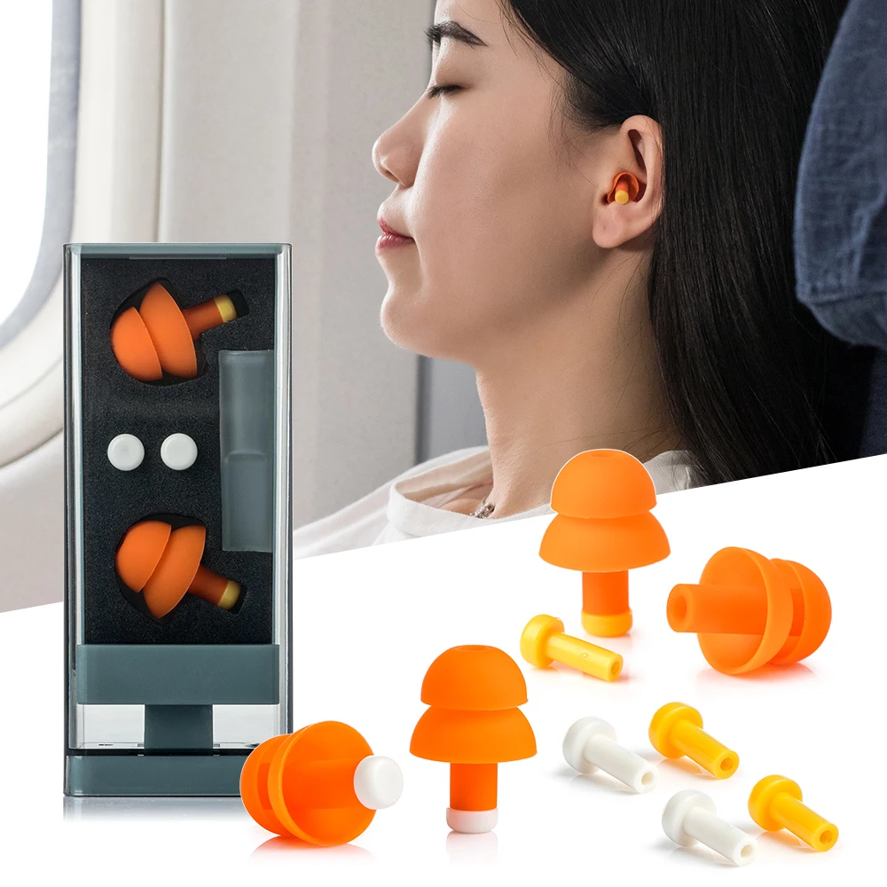 

Silicone Ear Plugs Sleep Anti-Noise Ear Plugs Sound Blocking Reusable with Storage Case for travel foam soft noise reduction