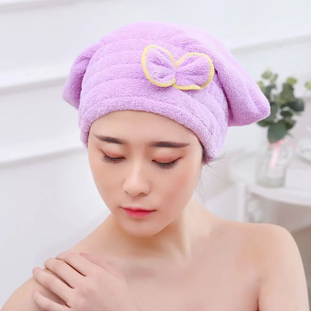 Soft Microfiber Solid Quickly Dry Hair Hat Hair Turban Women Girls Ladies Cap Bathing Drying Towel Head Wrap Hat