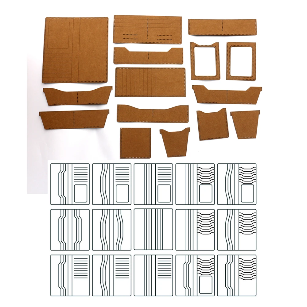 DIY leather craft long wallet universal heavy kraft paper cardboard 500gsm sewing pattern hollowed stencil template