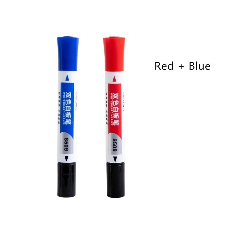 Blue and Red 2 шт два цвета маркер для доски синий красный черный стираемый цвет белая доска Стеклянные Офисные аксессуары Школьные принадлежности F702 - Цвет: Blue and Red