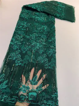 

Fashion African Lace Fabric High Quality Nigerian Lace Fabric green High Quality Embroidery Lace 5yards FZF920