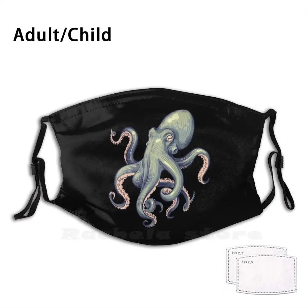 

Mighty Kraken Print Washable Filter Anti Dust Mouth Mask Octopus Angry Tentacles Squid Red Sea Water Ocean Aqua Aquatic