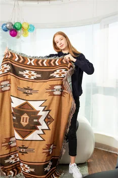 

Countryside Indian Geometry Throw Blanket Sofa Cobertor Hanging Tapestry for Sofa Bed Plane Travel
