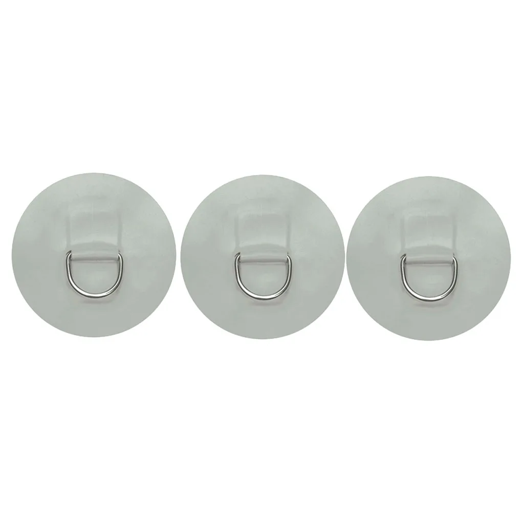 3pcs PVC 110mm Round D-Ring Patch for Inflatable Boat Dinghy Kayak Canoe Gray
