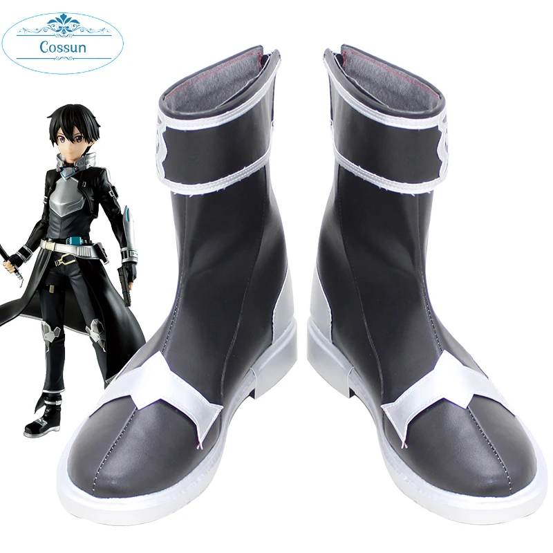 Обувь для вечеринки в Стиле косплей Sword Art Online Kirito Черный Косплэй ботинки