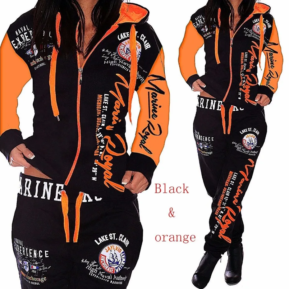 

ZOGAA Womens Two Piece Set Hoodies 2PCS Set Autumn Fashion Unique Letter Printing Tracksuit 2pcs Sports Suit Female Sportswear