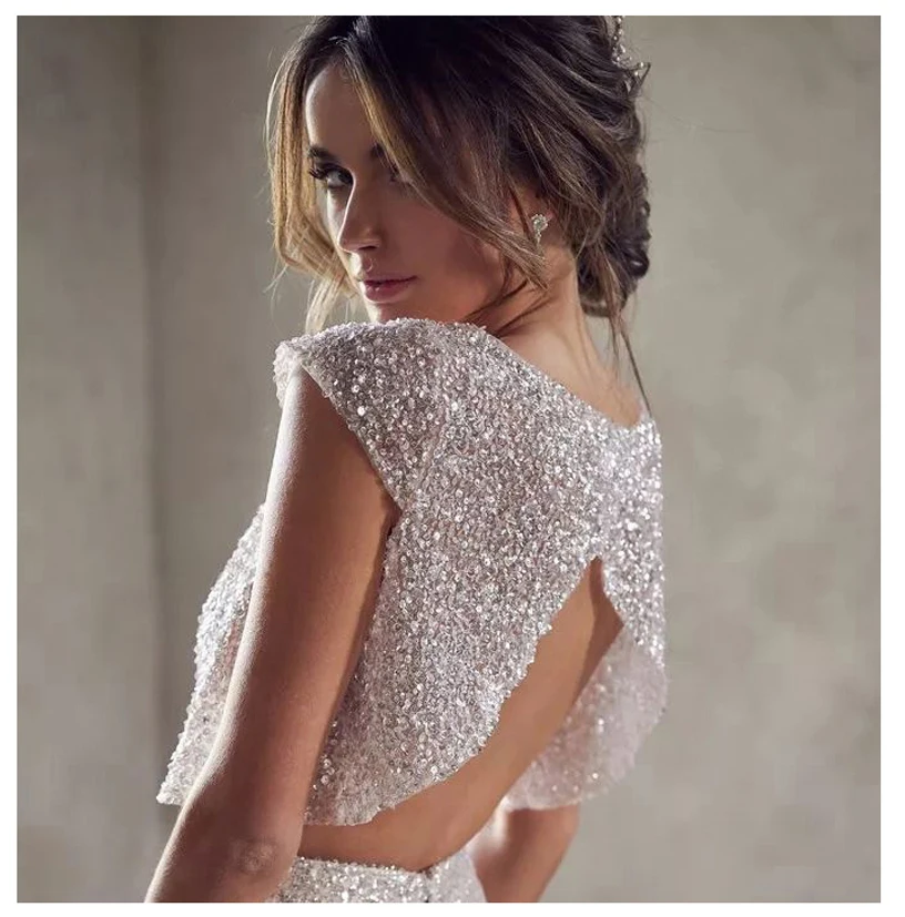 Vestidos de novia de encaje sin mangas dos piezas con cuello Joya l&iacute;nea A longitud hasta el suelo