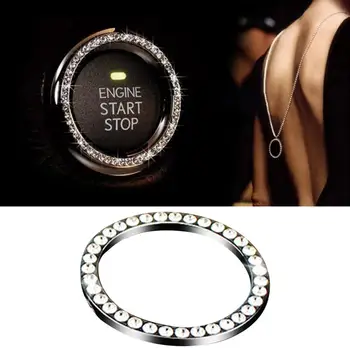 

Car One-button Start Key Decoration Ring Handmade Diamond Ignition Button Decoration Ring Sticker