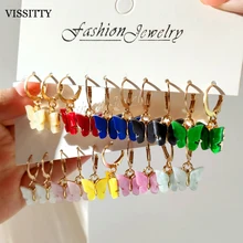 

5pc/set Trendy Cute Acrylic Butterfly Gold Hoop Earring Set For Colorful Enamel Oil Dripping Animal Huggie Hoop Earrings Jewely