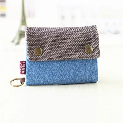 light blue Beibaobao женский короткий кошелек из хлопковой ткани для женщин, большая вместительность, серый, синий цвет, для девушек, деним, многофункциональный мужской кошелек, мини - Цвет: light blue