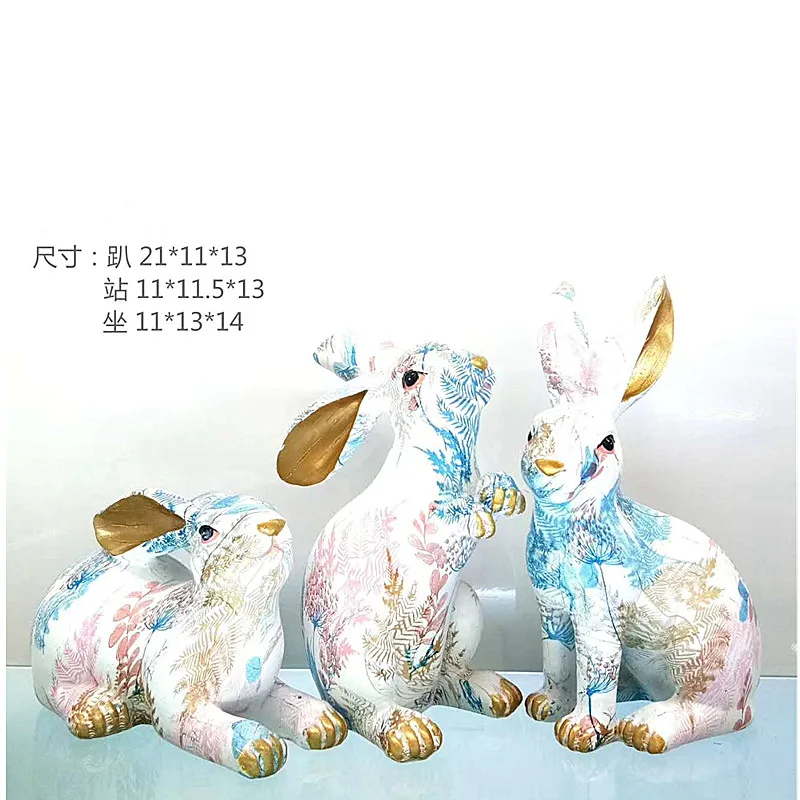 North Europe Lovely Rabbit Color Resin Handicraft Indoor Bedroom Bedside Living Room Animal Creativity Household Decoration | Дом и сад