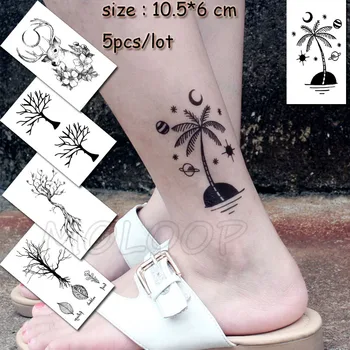 

Temporary Tattoo Sticker coco nut tree sun moon waterproof fake Tatto small Tatoo for girl woman kid man small size sell in lots