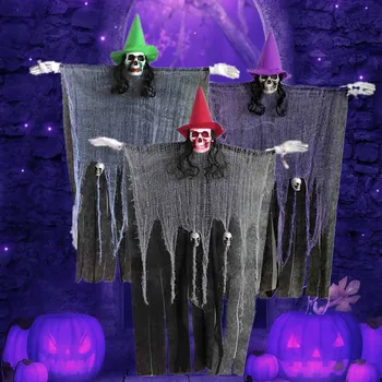 

Halloween Decoration Props Hanging Ghost Elektrische Voice Opknoping Schedel Skelet Ghost Escape Horror Spookhuis Decoratie