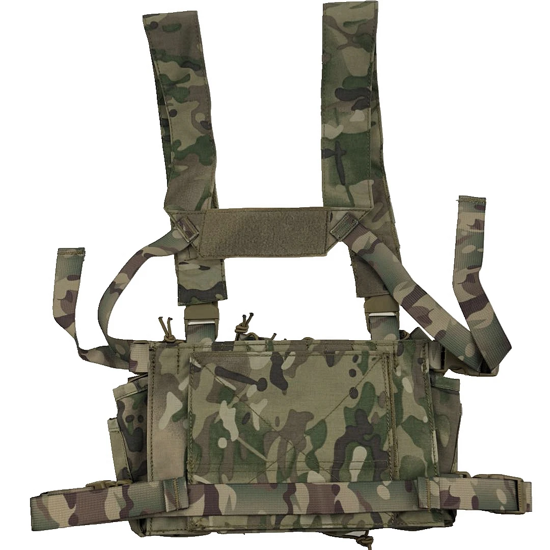 Outdoor Hunting Vest Tactical MOLLE Triple Open-Top Mag Pouch FAST AK AR M4 FAMAS Mag Pouch With shaped Suspender Shoulder Strap