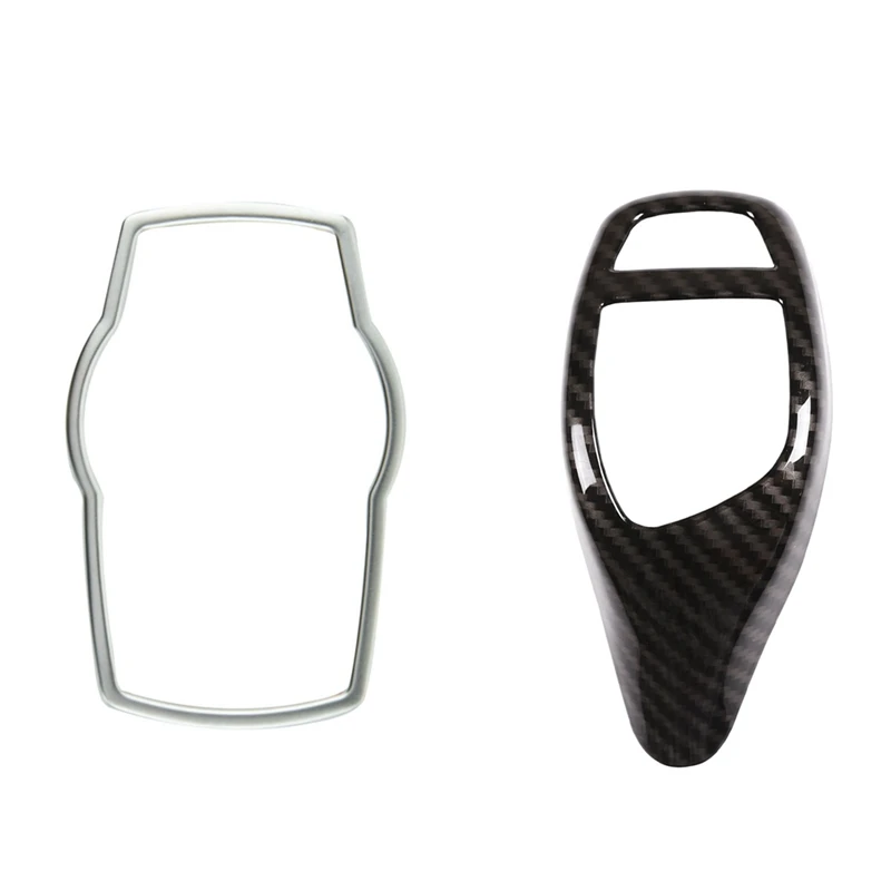 

1 Pcs Car Multimedia Button Decoration Stickers & 1 Pcs Car Gear Shift Panel Frame Gear Knob Cover Head Trim